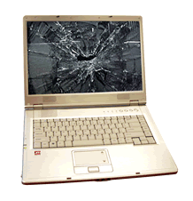 Broken laptop computer