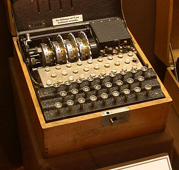A four rotor Enigma machine.